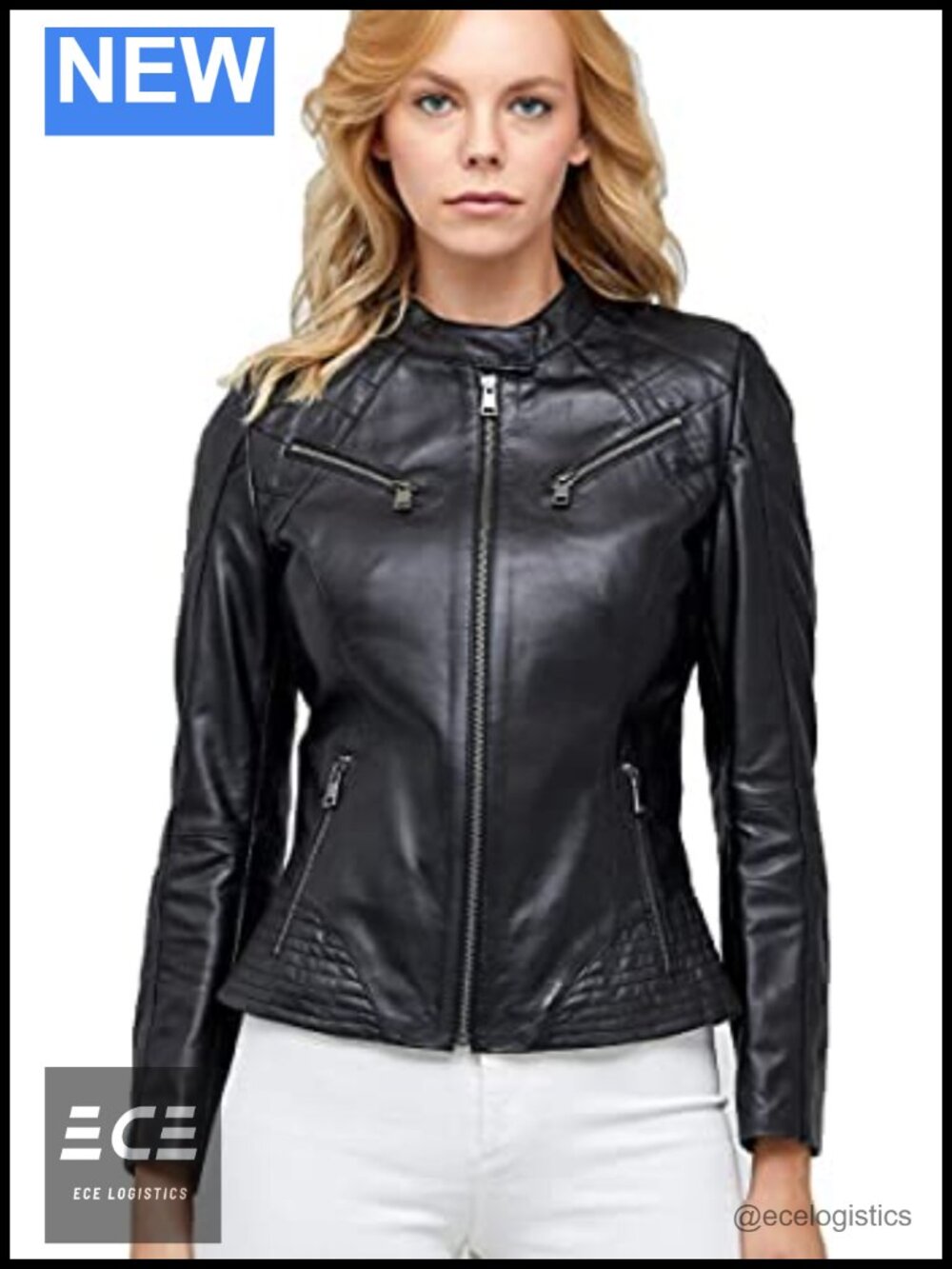 Women's Real Leather Biker Bomber Jacket Winter Motorcycle Coat